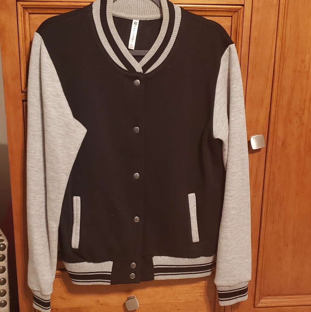 Fabletics Varsity Jacket Size Xl Gray And Black - image 7